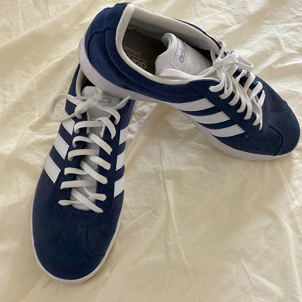 Blue suede gym shoes